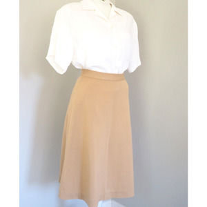 70s Vintage Tan Secretary Skirt High Waisted Light Weight Size 0 Waist 25